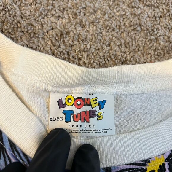 Vintage 90s Tweety Bird All Over Print T Shirt Size XL Looney Tunes Cartoon - Picture 3 of 7